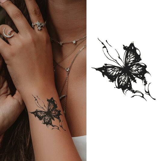 Dark Wing Butterfly Semi-Permanent Tattoo