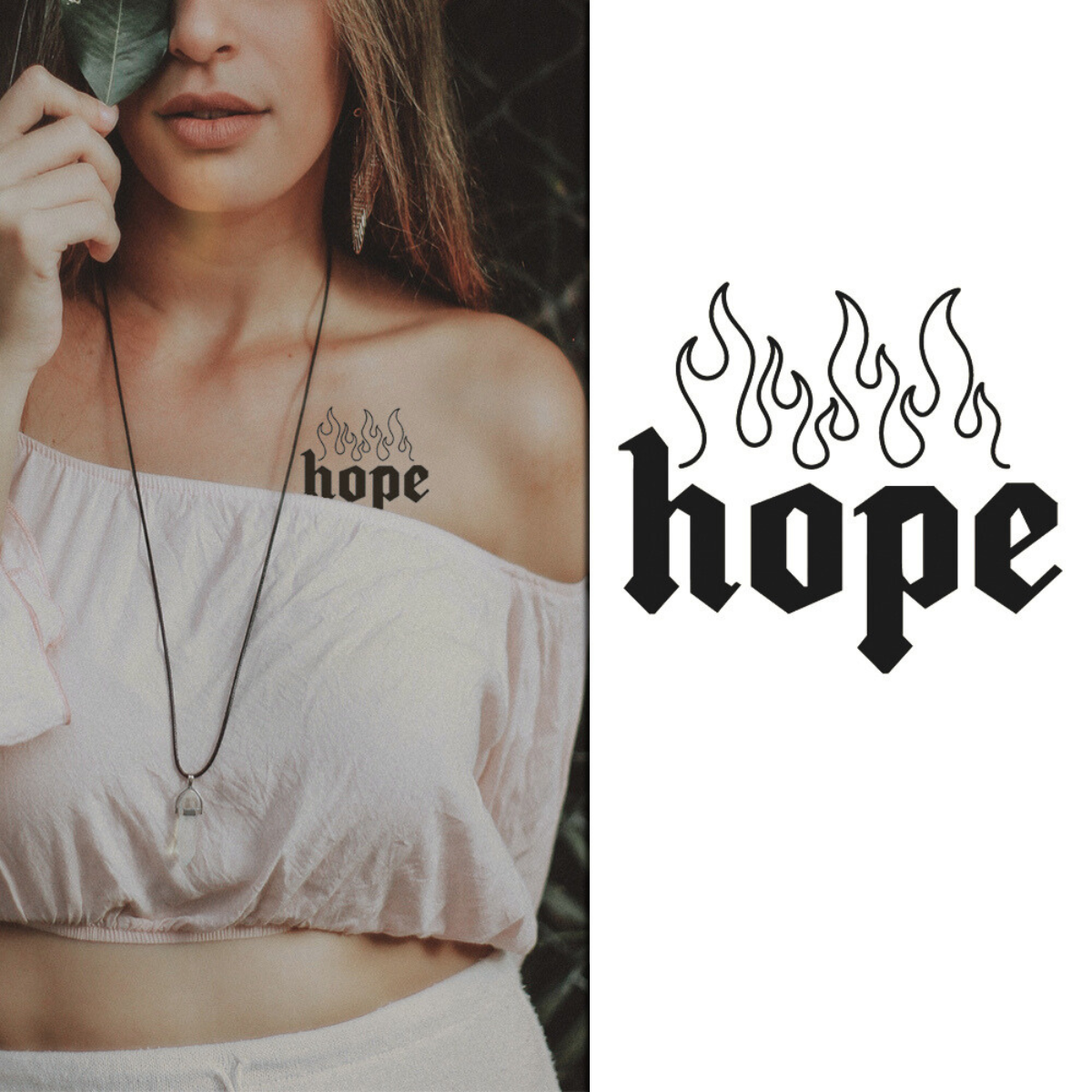 Flaming Hope Semi-Permanent Tattoo