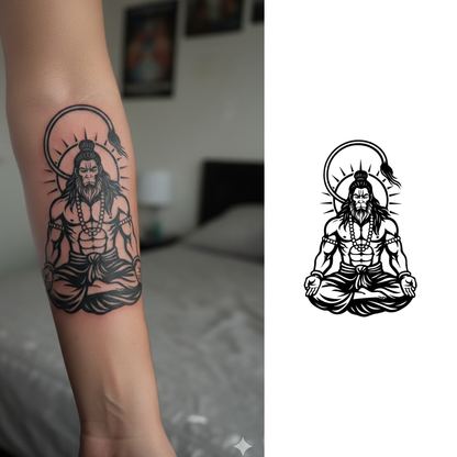Ram Bhakt Hanuman Semi-Permanent Tattoo