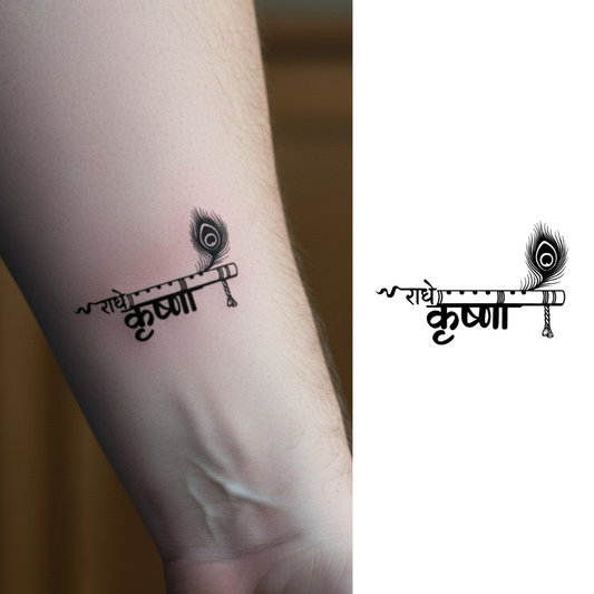 Radhe Krishna Flute Semi-Permanent Tattoo