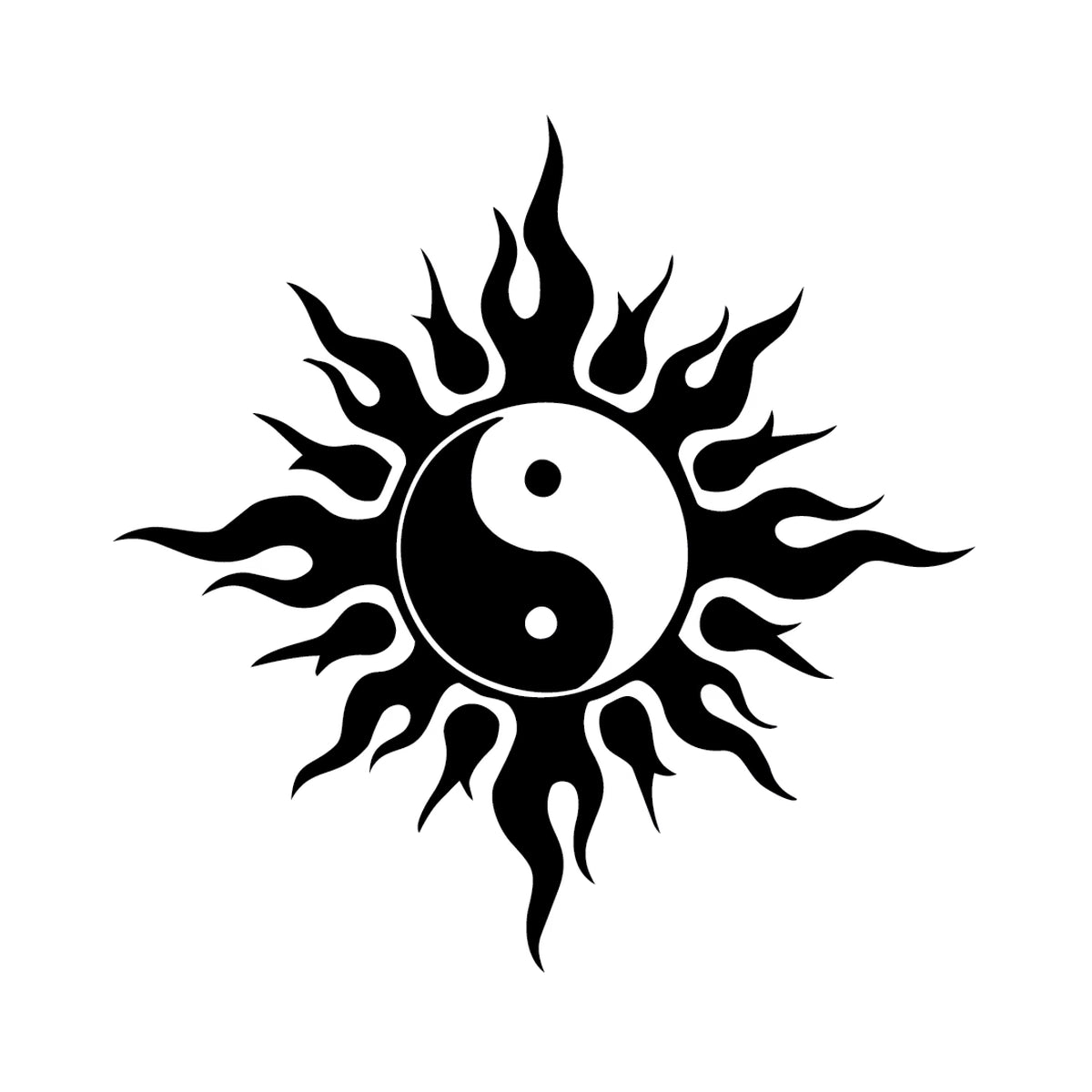 Flaming Yin Yang semi-permanent tattoo