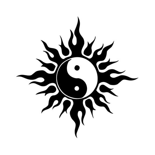 Flaming Yin Yang semi-permanent tattoo