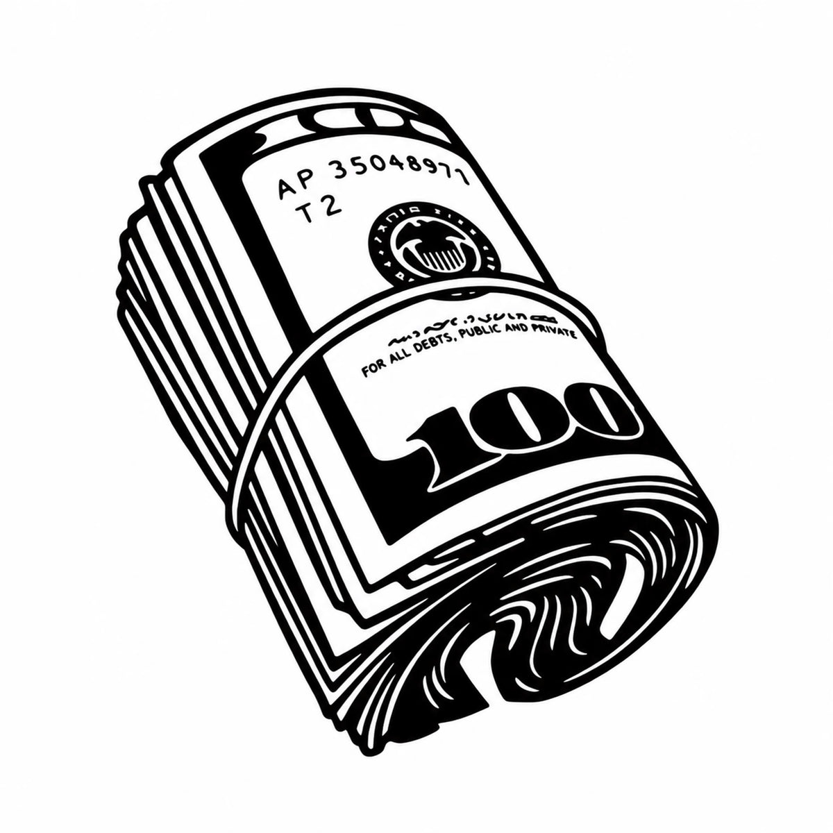 Money Roll semi-permanent tattoo